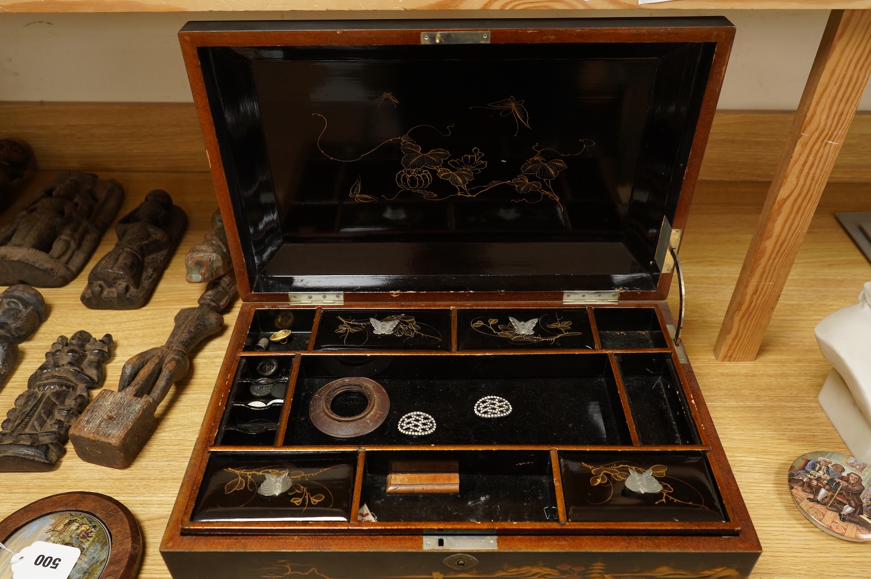 A Chinese lacquer work box, Meiji period, 45cm